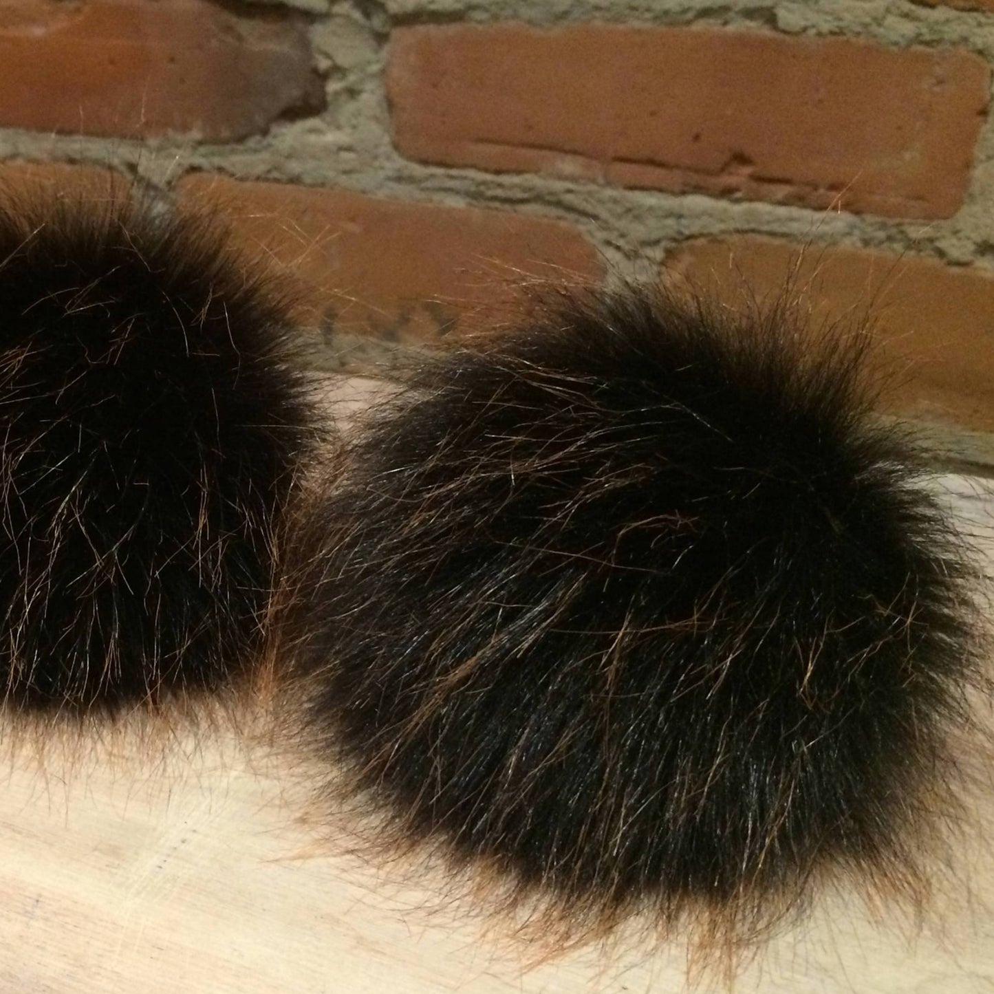 Black and Copper Faux Fur Hat Pom Pom