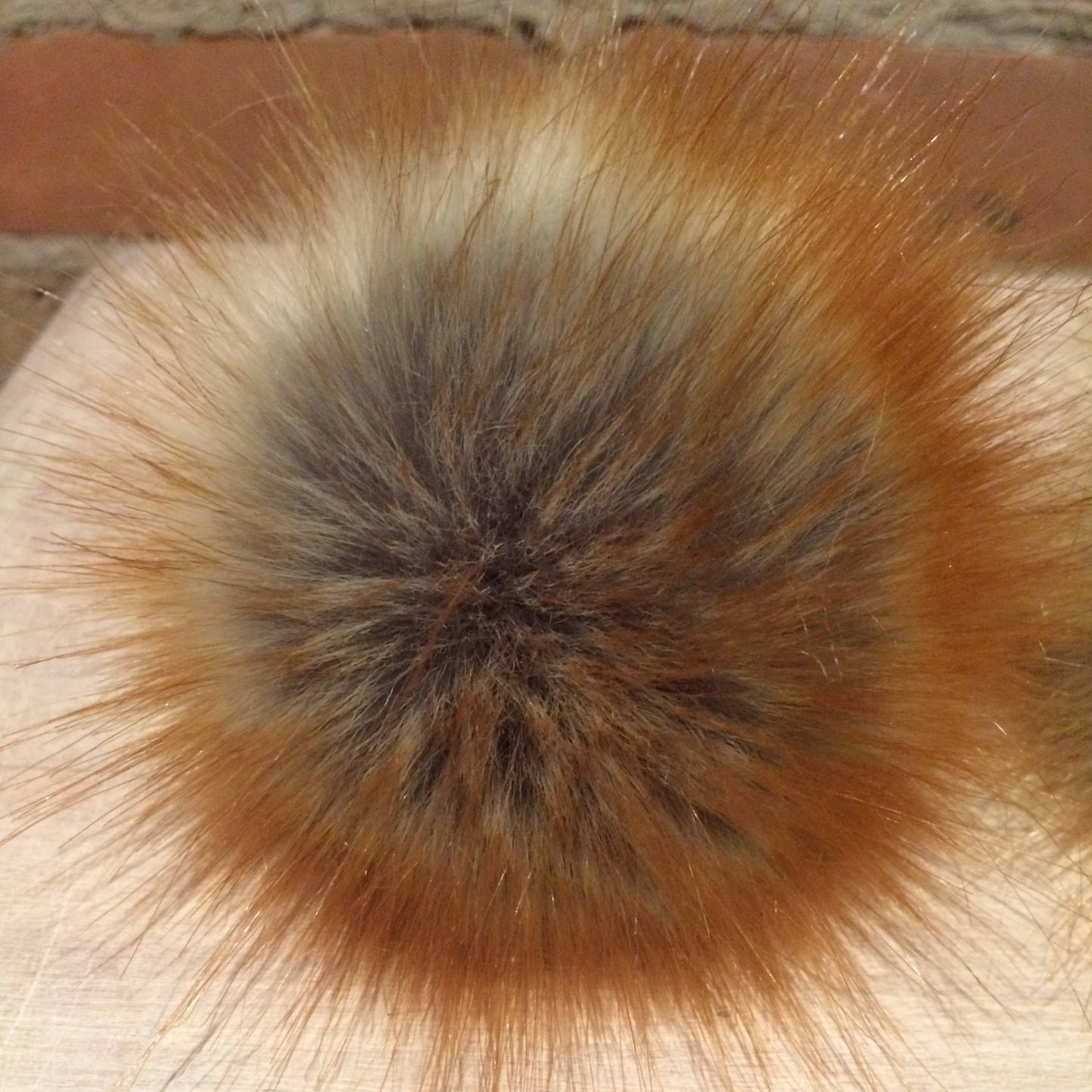 realistic red Fox faux fur pom pom 3.5 inches in diameter