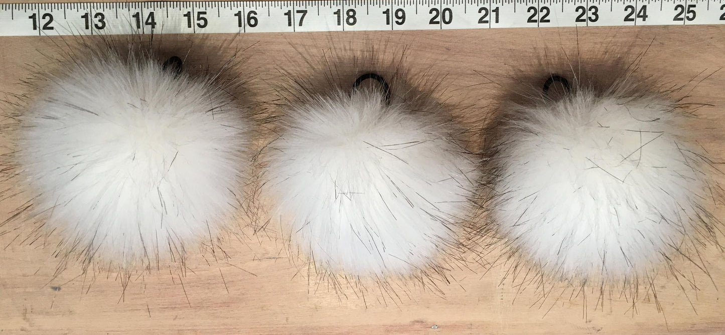 Blue Fox White Faux Fur Pom, 3.5 Inch
