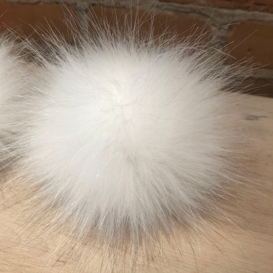 Fluffy Bright White Faux Fur Pom
