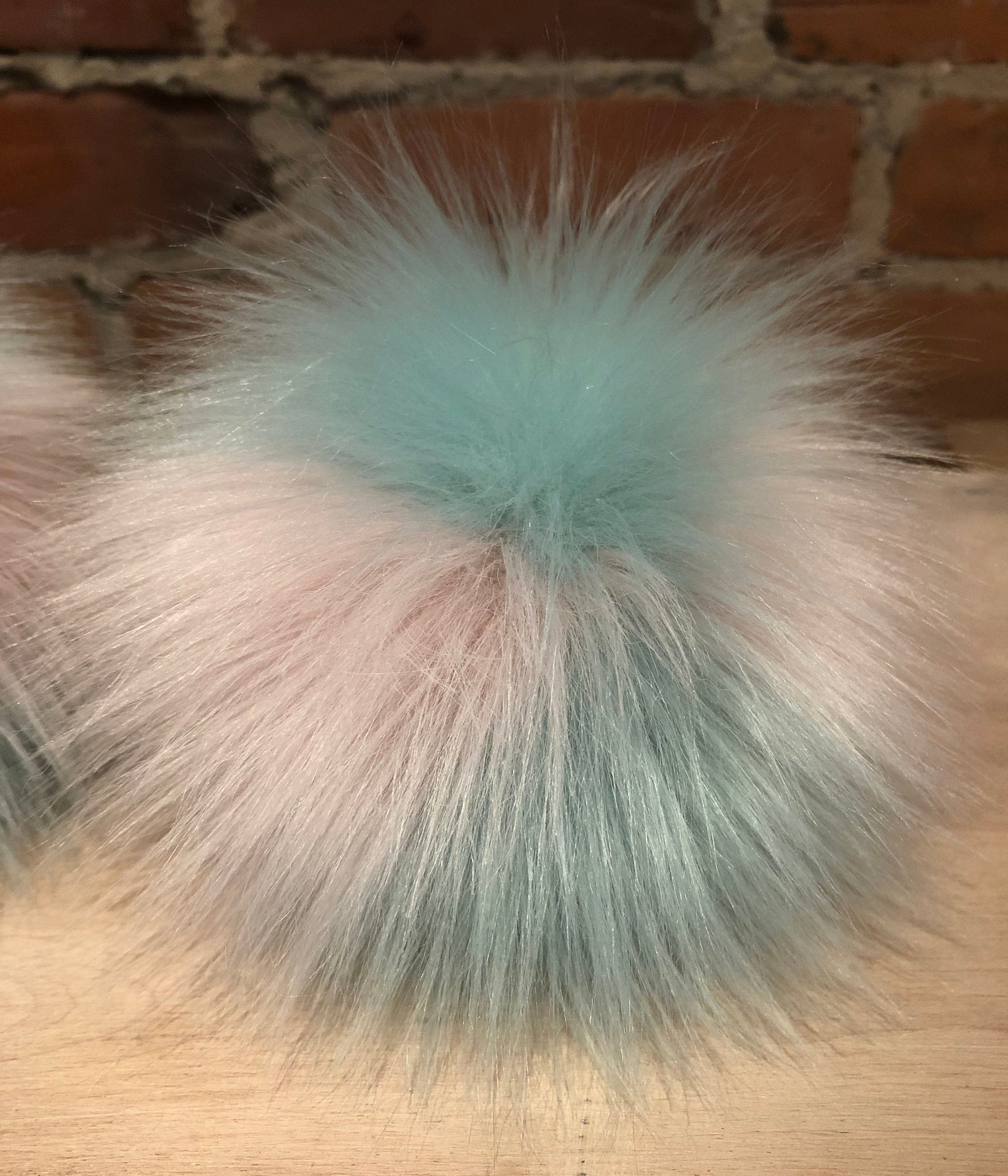 Green Pink Pom for Your Knit Hat, Peppermint Green and Lavender Pink Mint Multi-Color Faux Fur Pom, Knitting Inspiration, Detachable Hat Pom