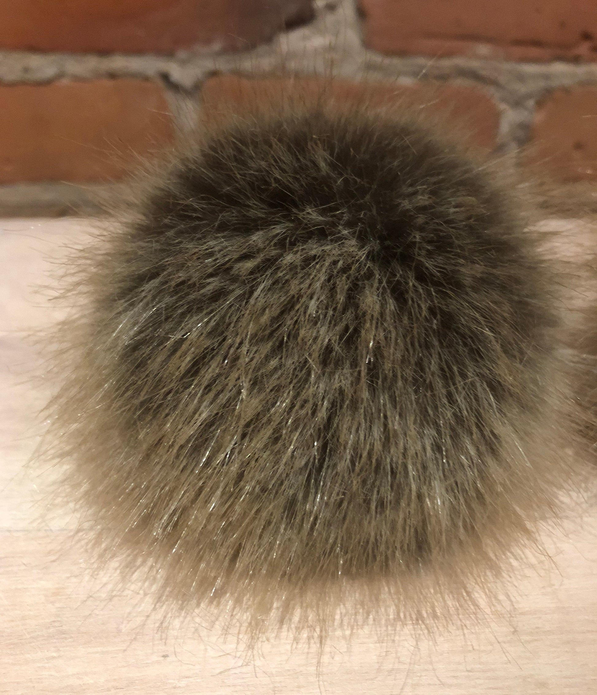 Beige Faux Pom, 4-Inch Grey Beige Fur Ball Pom, Grey Faux Pom, Knitting Supplies, Faux Fur Knit Hat Bobble, Detachable, Crochet Supplies