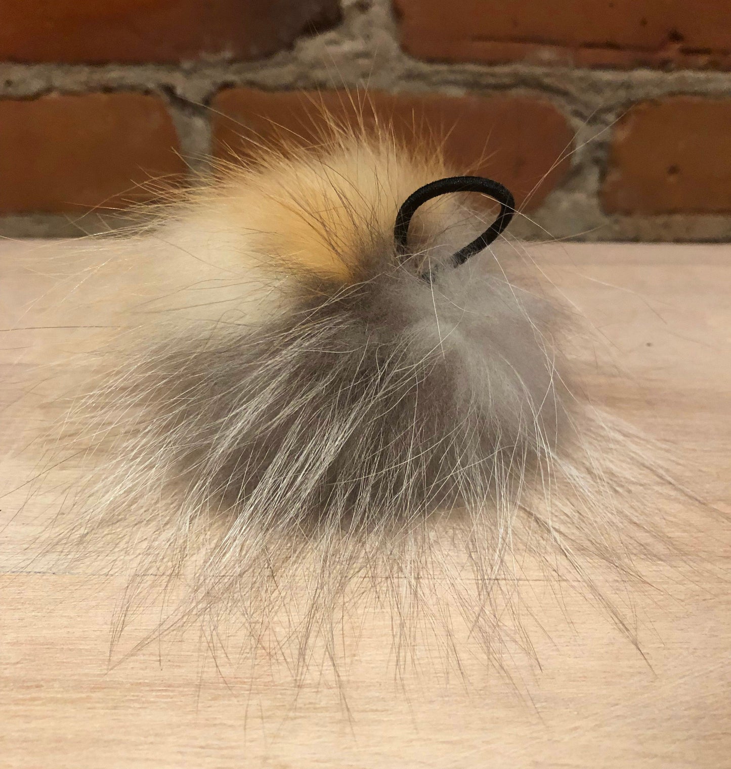 OOAK Multi-Colored Fox Fur Pom, 3 Inch