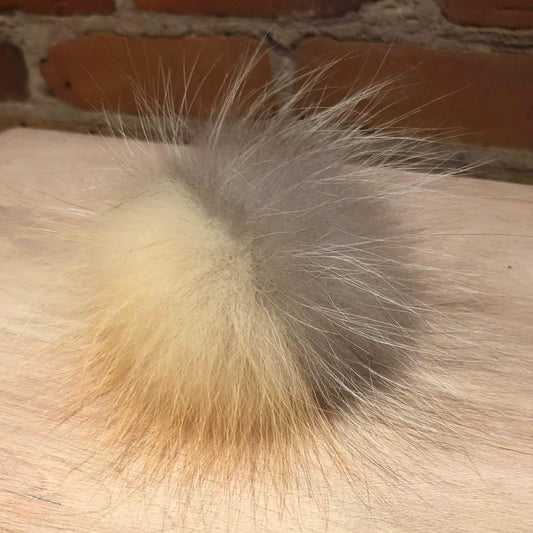 OOAK Multi-Colored Fox Fur Pom, 3 Inch