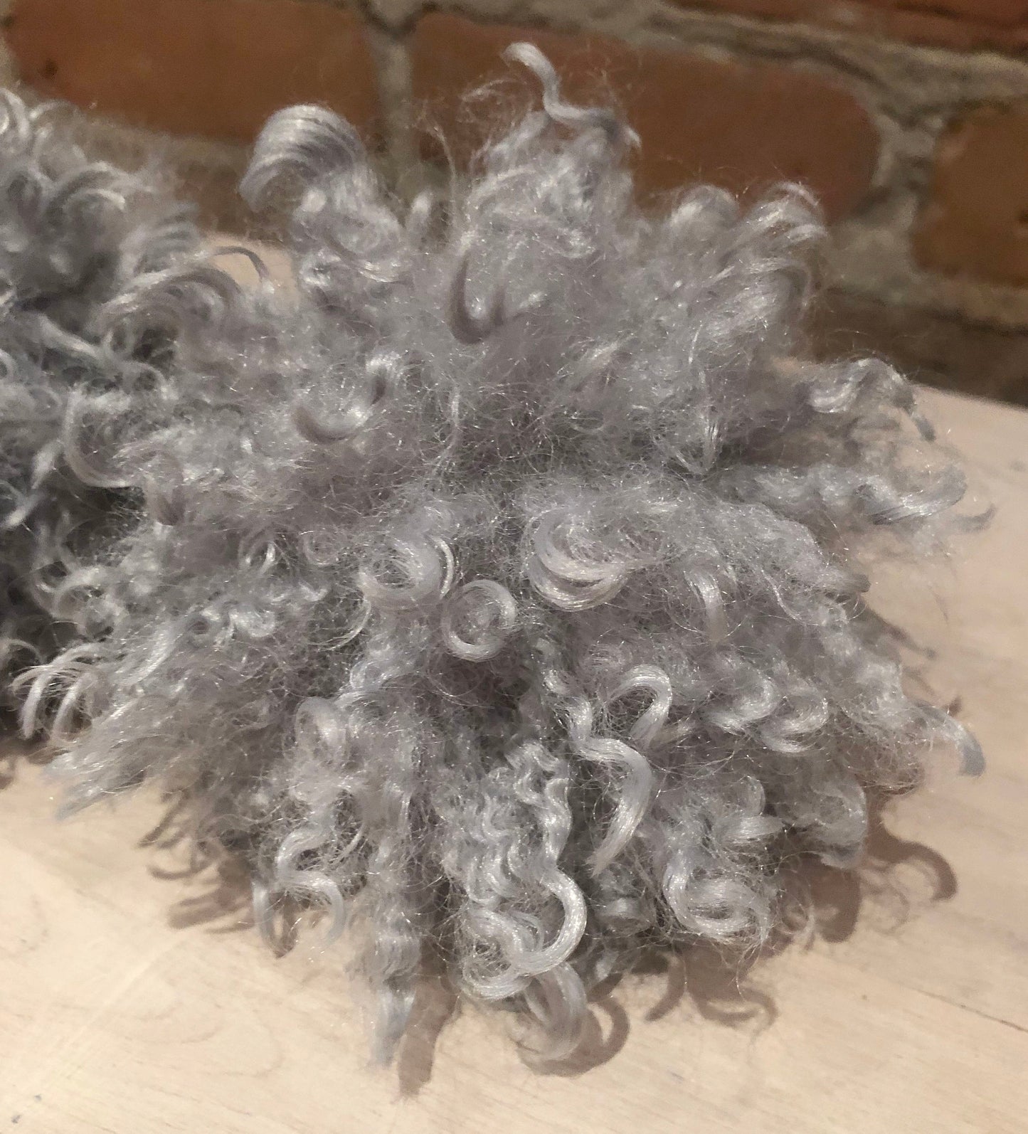 Grey Curly Lamb Hat Pom, 5 Inch