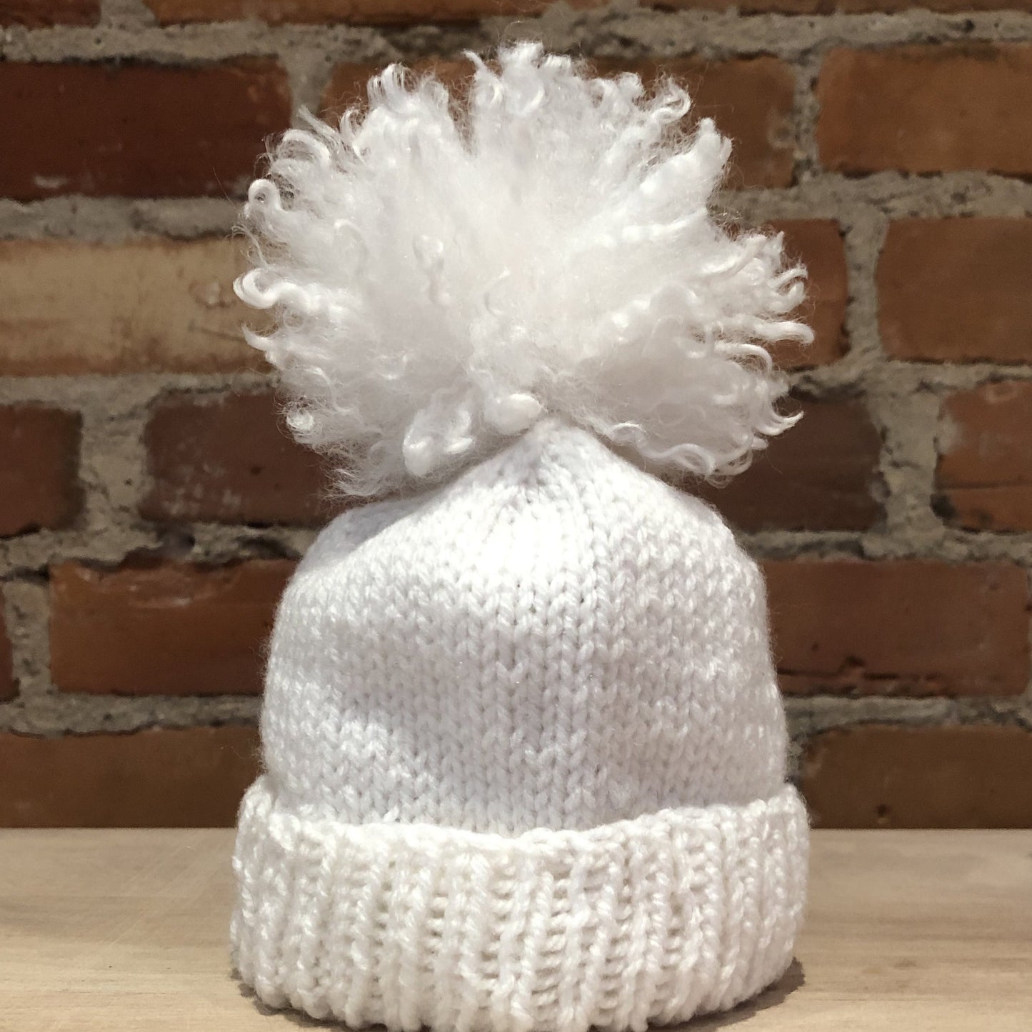 White Curly Lamb Hat Pom, 3.5 Inch