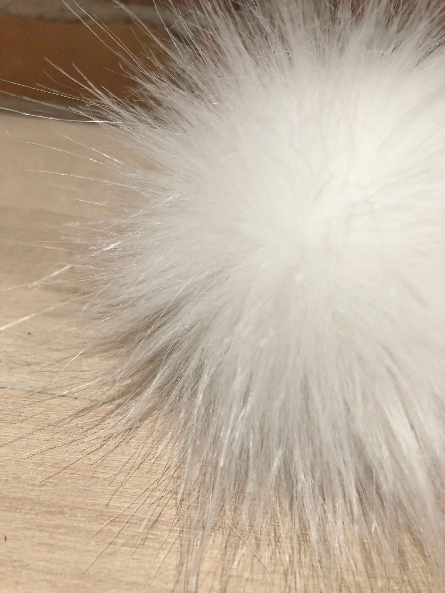 Snow White Faux Fox Fur Pom, 3.5 Inch