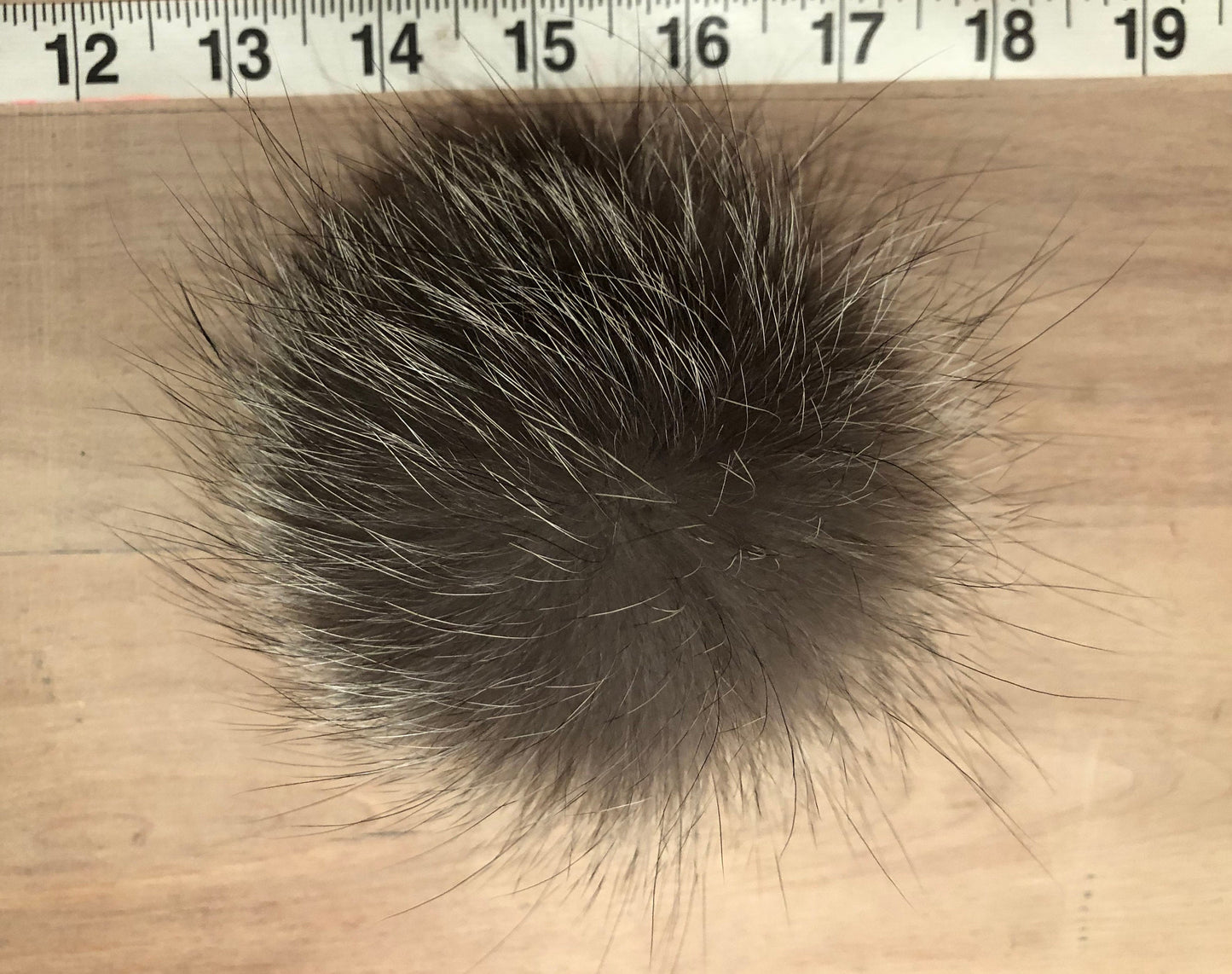 Silver Grey Fox Fur Pom, 3.5 Inch