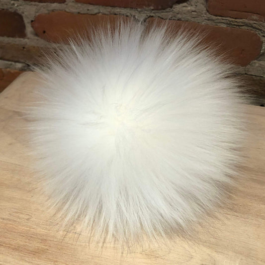 Jumbo Bright White Lamb Fur Pom, 7 Inch