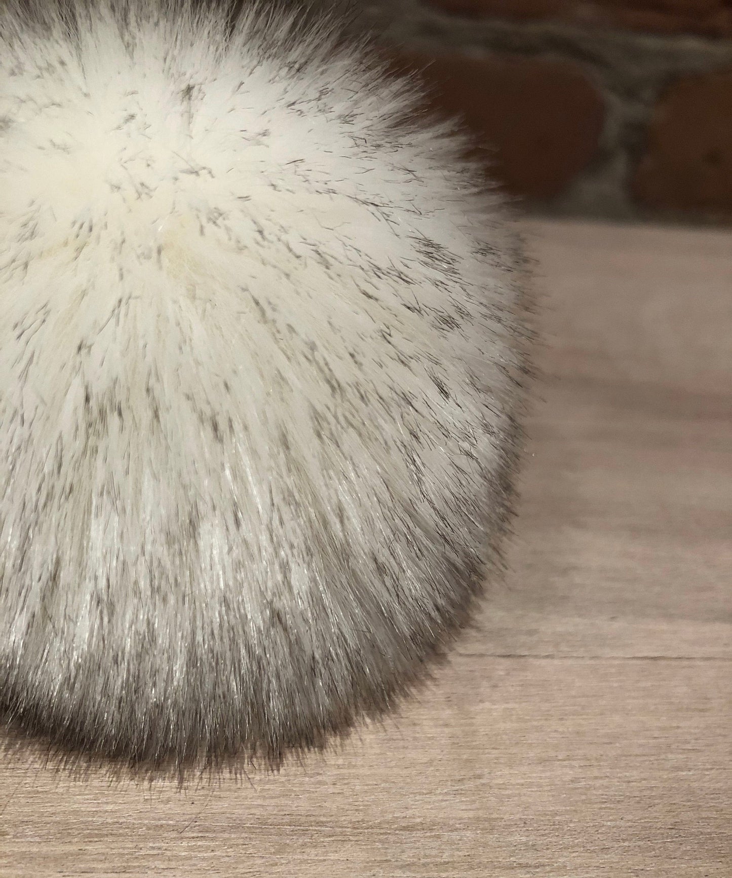 Ivory White Chinchilla Faux Fur Pom, 3.5 Inch