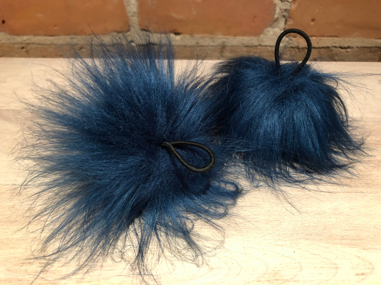Teal Blue Faux Fur Pom, 3.5 Inch